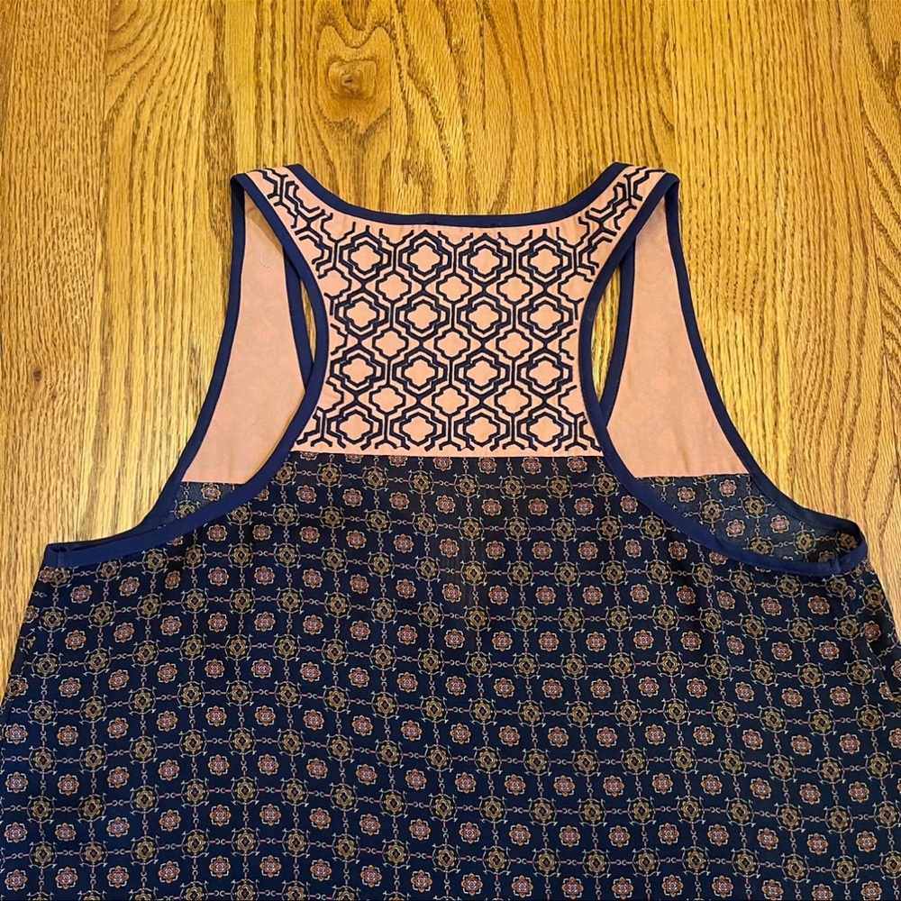 THML Navy Patterned Embroidered Racerback Tank Top - Picture 4 of 10